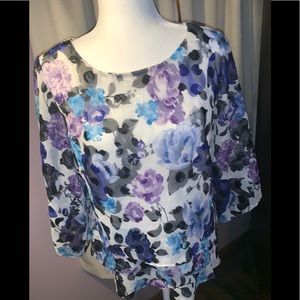 Alex Evenings Large Floral Triple Tiered Blouse